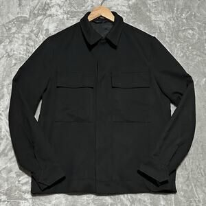 Zara Boxy Twill Jacket Mens Size M Black Lined Oversized Technical Chore Shacket